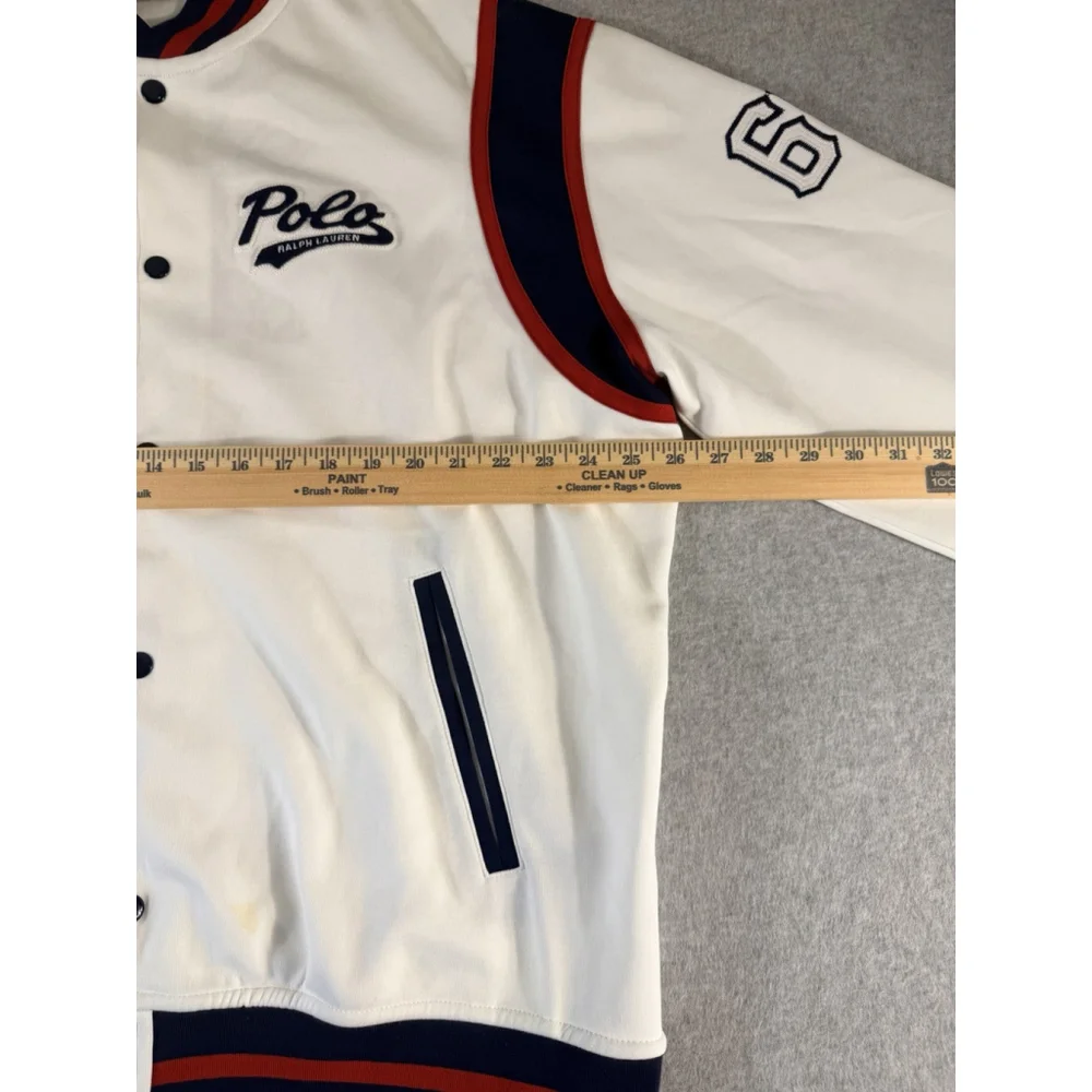 Polo Ralph Lauren Polo Bears 67 Baseball Jacket Mens Large White/Blue/Red - Picture 10 of 12
